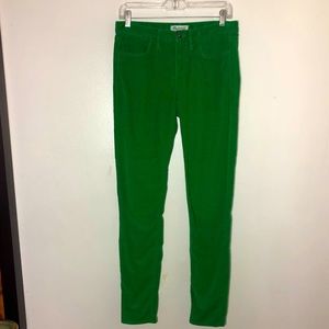 Madewell Green Corduroy Pants Size 28 skinny fit